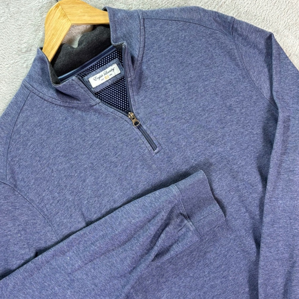 English Laundry Men's 1/4 Zip Pullover Blue Heather Lightweight Sz XL Business
